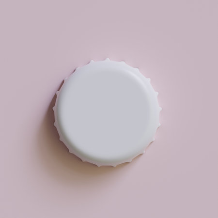 White bottle cap mockup on pink background. 3d render illustration