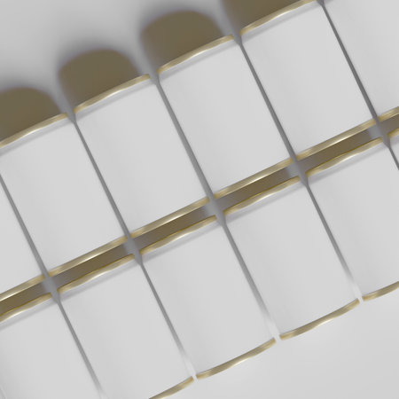 3d render of a group of white tubes with gold inserts.の写真素材