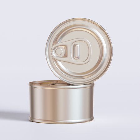 Aluminum can with the letter O on a white background. 3d rendering