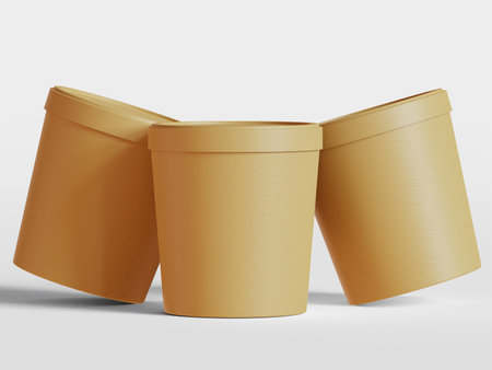 3d render of two coffee cups isolated on a white background.の写真素材
