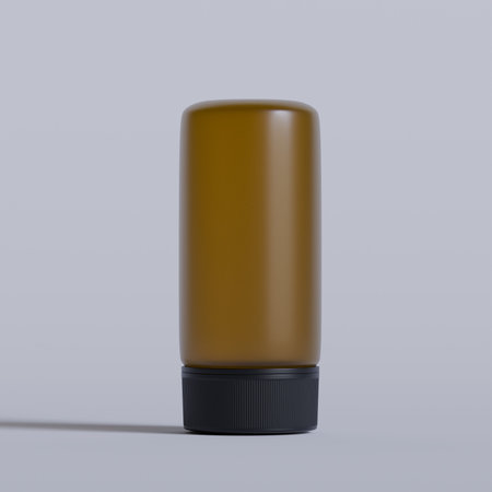 Cosmetic bottle mockup isolated on grey background. 3d renderingの写真素材