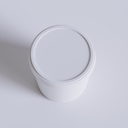 White plastic container with lid isolated on white background. 3d rendering