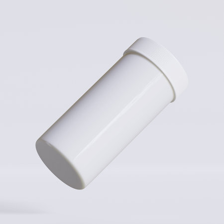 White plastic bottle isolated on white background. 3d render illustration.の写真素材