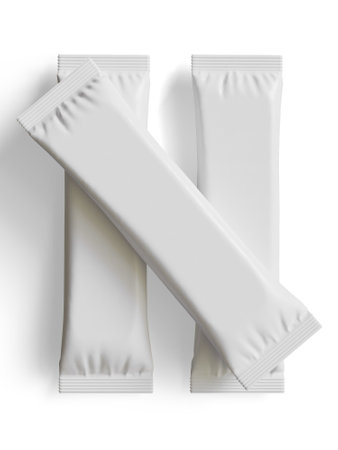 close up of  a pack of white plastic bag on white backgroundの写真素材