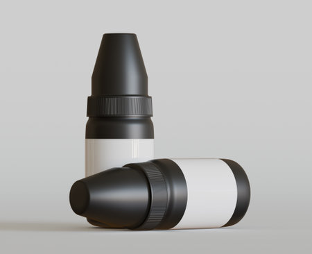 Cosmetic bottle mockup, black and white container. 3d illustrationの写真素材