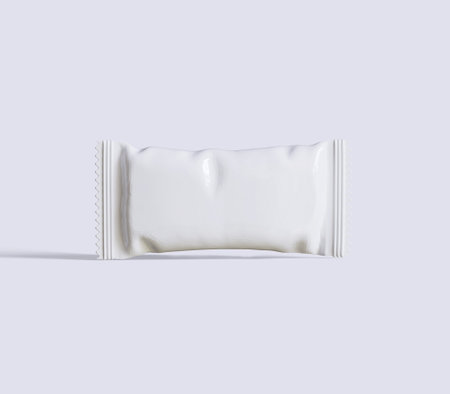 White plastic sachet package isolated on white background. 3d renderingの写真素材