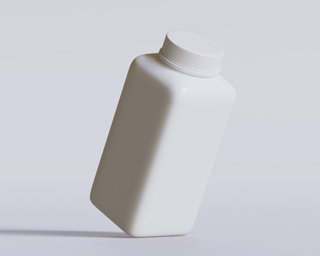 White plastic bottle mockup isolated on white background. 3d renderingの写真素材