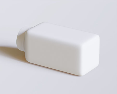 Blank white plastic cosmetic container isolated on white background. 3d renderの写真素材