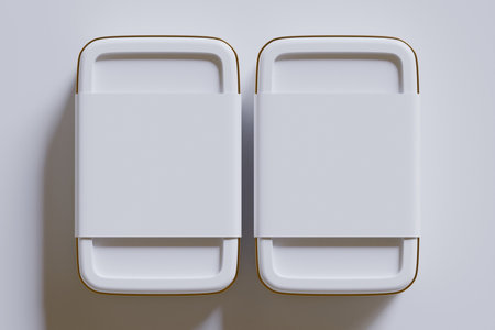 3d rendering of two white containers on a white background.