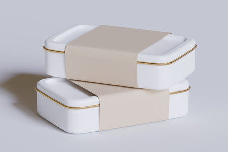 3d rendering of two white containers isolated on white background.