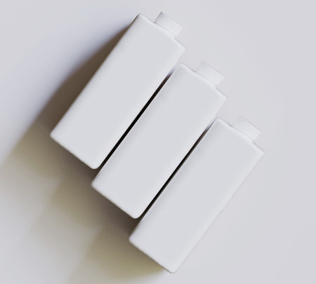 Three white cylinders on a white background. 3d rendering mock upの写真素材