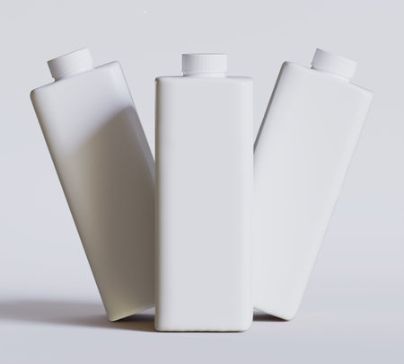 Blank white cosmetic bottles on a white background. 3d renderingの写真素材