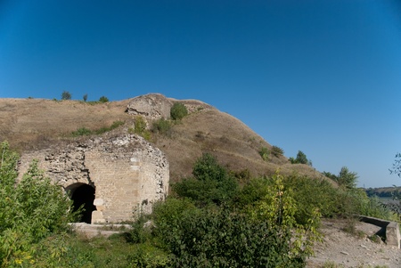 protective construction of Khotyn castleの写真素材