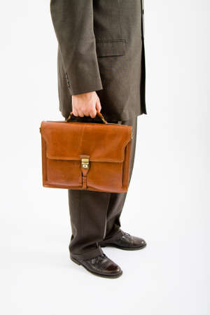 Business man suite and bag on white backgroundの写真素材