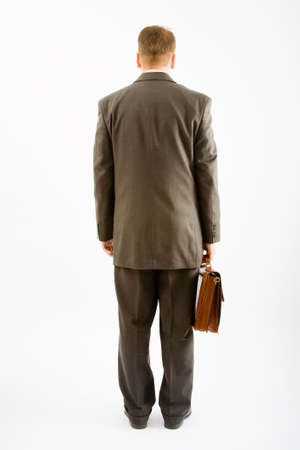 Business man suite and bag on white backgroundの写真素材