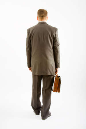 Business man suite and bag on white backgroundの写真素材