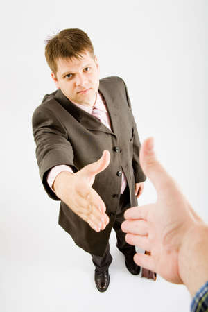 Business man handshake on white backgroundの写真素材
