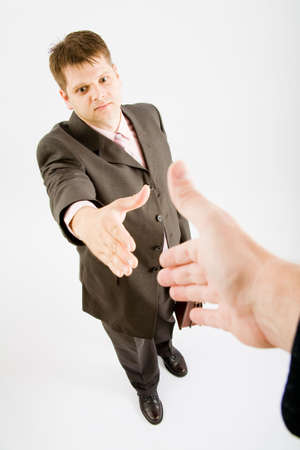 Business man handshake on white backgroundの写真素材