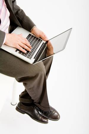 Business man use the laptop computerの写真素材