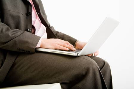 Business man use the laptop computerの写真素材