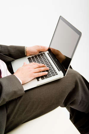 Business man use the laptop computerの写真素材