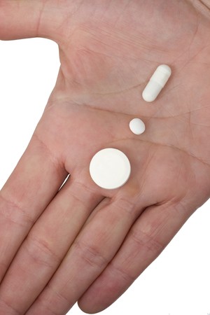 medicines in a handの写真素材