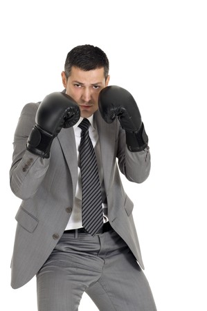 businessman with boxing glovesの写真素材