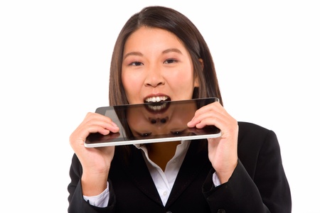 asian businesswoman with tabletの写真素材