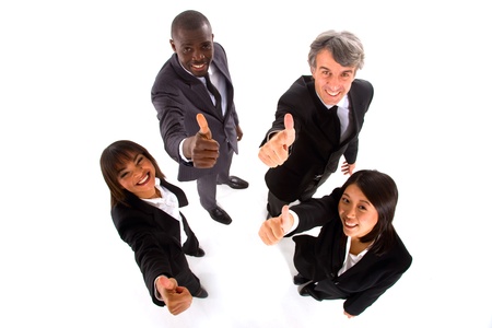 multi-ethnic team with thumbs upの写真素材