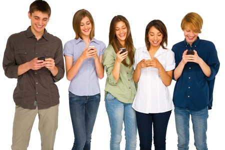 teenagers with smartphoneの写真素材