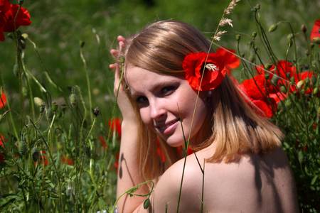 Girl in the gardenの写真素材