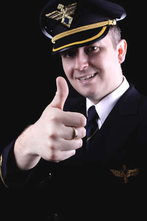 	Old vintage photo of the pilot in uniform