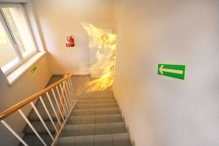 Big fire on the stair caseの写真素材