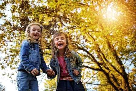 Joyful friends having fun in the fresh air
