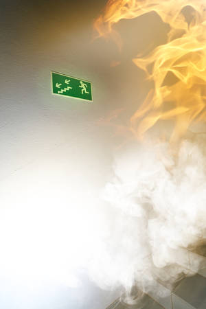 Fire in the buildingの写真素材