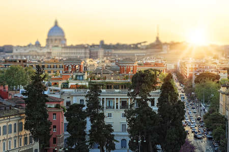 Lovely view of Rome on a sunsetの写真素材