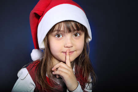 Young girl waiting for santaの写真素材