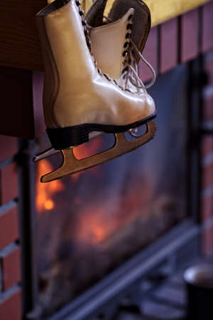 skates for figure skating dries upの写真素材