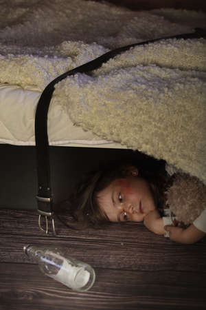 Domestic violence in an alcoholic familyの写真素材