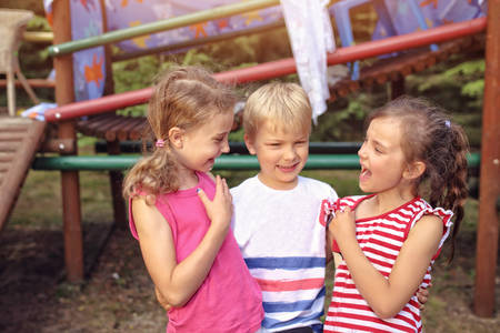 Friends are playing on the playground