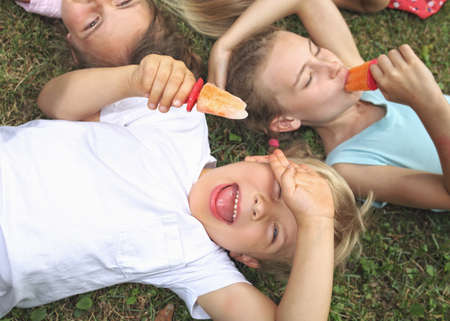 Ice feast of young friendsの写真素材