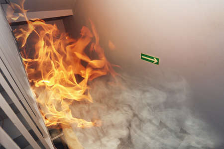 Fire int the building - emergency exitの写真素材