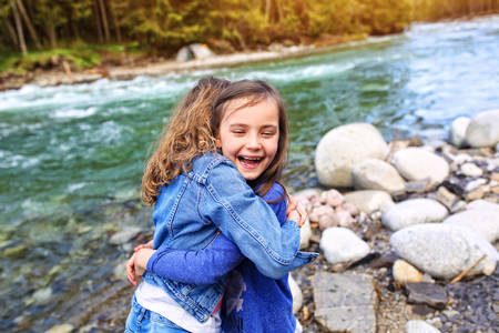 Friendship between two young girlsの写真素材