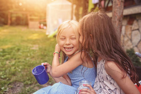 Two friends have the pleasure of meeting togetherの写真素材