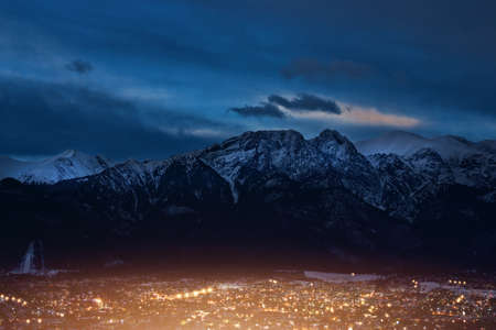 night at the Polish winter zakopane city