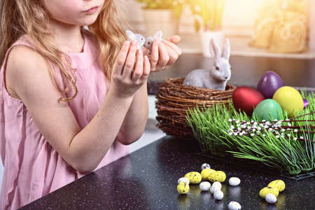 painting Easter eggsの写真素材