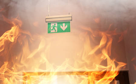 Fire in the buildingの写真素材