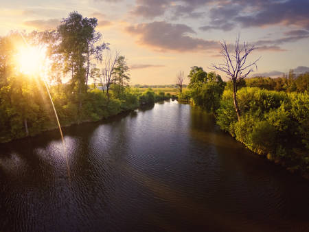 beautiful view of the sunrise over the lake