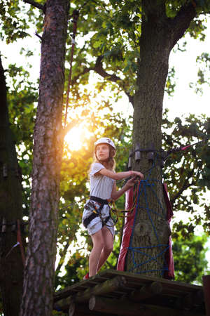 adventure in a rope parkの写真素材