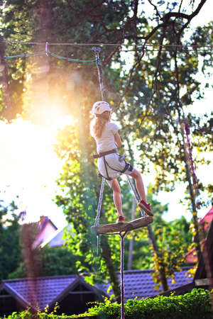climbing on a rope parkの写真素材